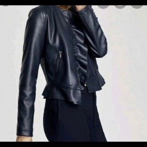 Black faux leather moto jacket